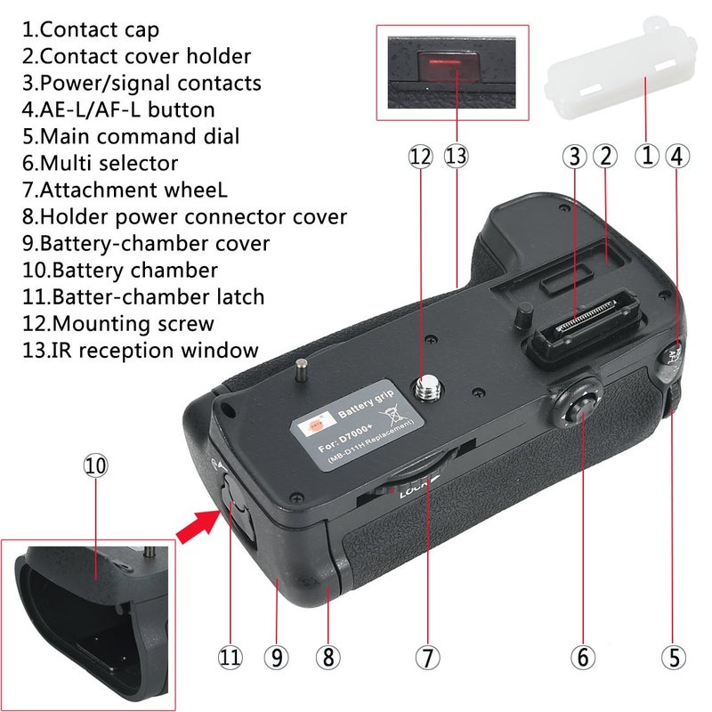DSTE Pro IR Remote MB-D11 Battery Grip Compatible with Nikon D7000 SLR Digital Camera as EN-EL15 - Image 5